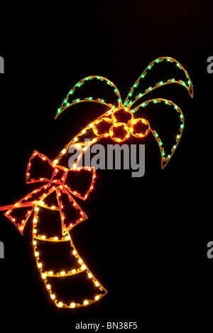 Christmas lighted decorations in North Bay Village area of Miami Beach, Florida, USA Stock Photo