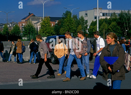 Belgian people young men and women male female students on campus at The University of Mons-Hainaut city of Mons Belgium Europe Stock Photo