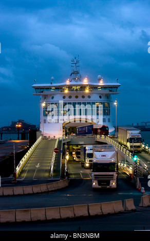 Car ferry in harbour, Dunkirk, Nord-Pas-de-Calais, France, Europe Stock Photo