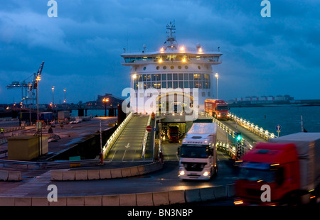 Car ferry in harbour, Dunkirk, Nord-Pas-de-Calais, France, Europe Stock Photo