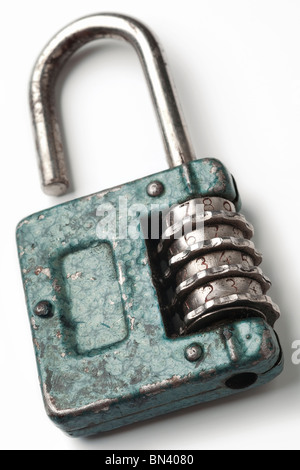 a combination lock on white Stock Photo