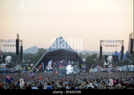 Jake Shears of the Scissor Sisters on the Pyramid Stage at Glastonbury 2010 Stock Photo