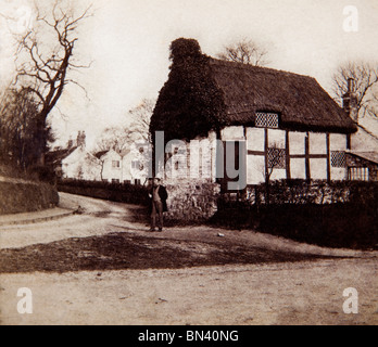 UK, England, Cheshire, Macclesfield, Broken Cross, old cottage in Back Lane, now called Birtles Rd off Priory Lane Stock Photo