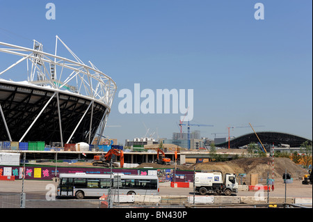 London Olympic Stadium 2012 site under construction, located in East London, England. Stock Photo