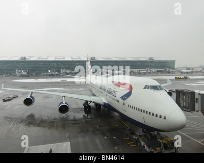 British Airways Boeing 747 Jumbo Jet at Heathrow Terminal 5 London England UK Europe Stock Photo