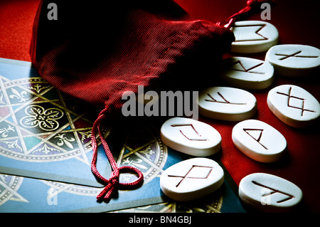 stones with runes symbols Stock Photo