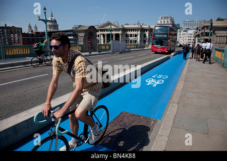 Cycle Superhighway route, London. Here the CS7 route is one of the first to open on 19th July 2010. Stock Photo