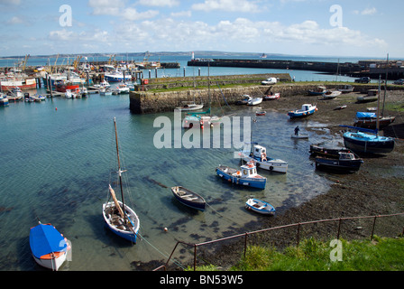 Newlyn Cornwall UK Harbour Harbor Quay Fishing Boats Stock Photo