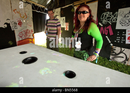 Bug squashing interactive computer game in Shangri-La arena at the ...