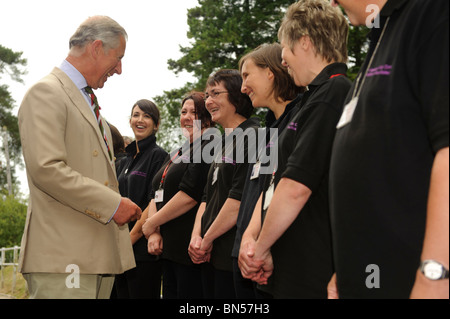 The Prince of Wales visiting the Welsh Woollen Museum, Drefach Felindre, Carmarthenshire, June 28 2010 Stock Photo