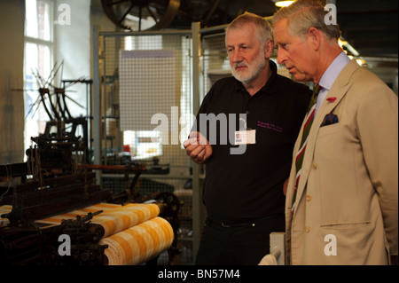 The Prince of Wales visiting the Welsh Woollen Museum, Drefach Felindre, Carmarthenshire, June 28 2010, Stock Photo