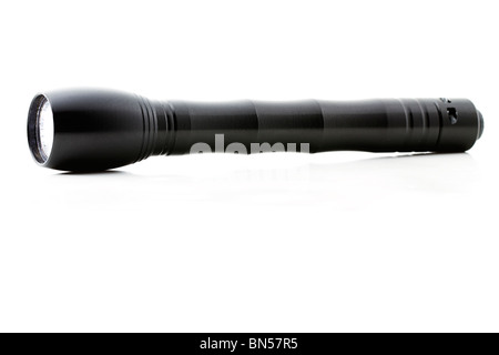 one flashlight from the side on white background Stock Photo