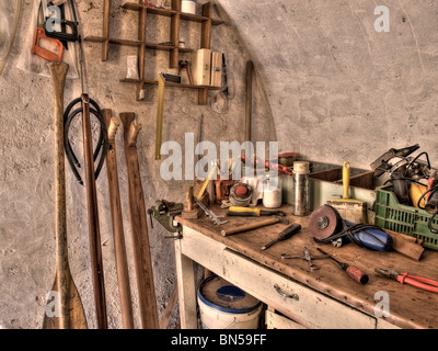 The place where someone can make a wooden paddles or underwater spear guns.Toned HDR image. Stock Photo