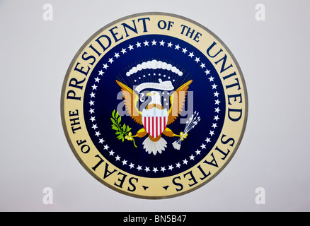 Presidential Seal exhibit at the The Ronald Reagan Presidential Library and Museum in Simi Valley California Stock Photo