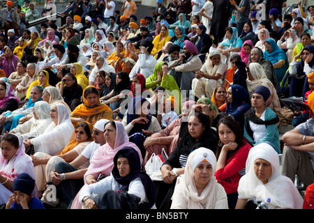 Sikhs gather in Trafalgar Square for a demonstration to highlight human rights abuses towards minority groups in India. Stock Photo