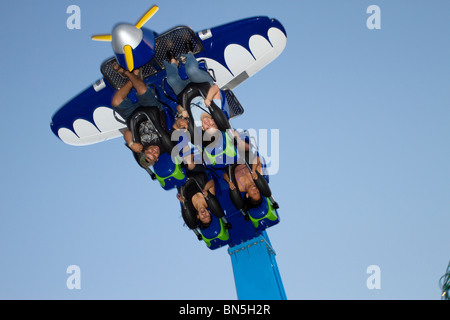 Pulling Gs on the thrilling Air Race ride at the new Luna Park in Coney Island, Brooklyn Stock Photo