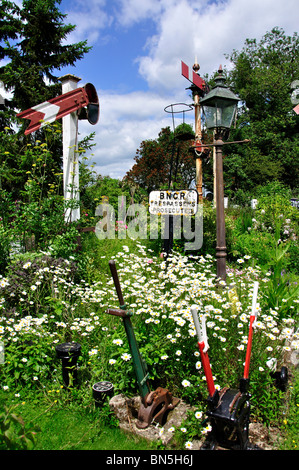 Old signal box, Winchcombe Railway Museum and Gardens, Gloucester Street, Winchcombe, Gloucestershire, England, United Kingdom Stock Photo