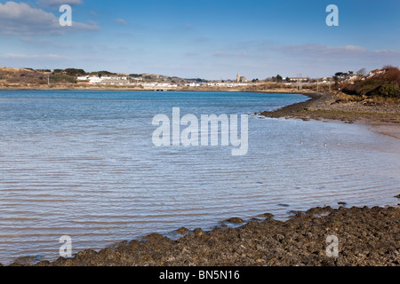 Carnsew Pool in Hayle Estuary, Cornwall; RSPB reserve Stock Photo
