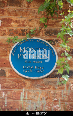Monty Python blue plaque on site of studios where the TV series was filmed Neal's Yard Covent Garden London England UK Stock Photo