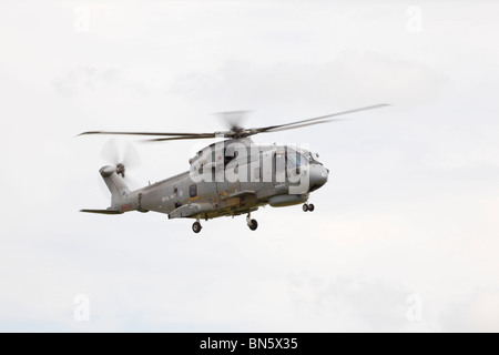 Agusta Westland EH101 Royal Navy Merlin helicopter of 824NAS at RAF Waddington International Airshow - arrivals 02 July 2010 Stock Photo