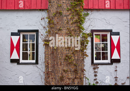 Tulip time festival Dutch Holland Michigan in USA US Dutch cottage wall    horizontal hi-res Stock Photo