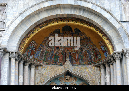 Detail from the mosaics on the facade of the Basilica San Marco in Venice Stock Photo