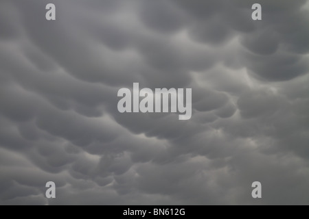 Mammatus clouds. Stormy severe weather with thunderstorms and heavy rains. Midwestern USA Stock Photo