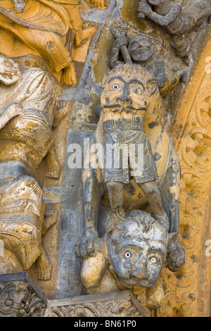 Doorway detail on the UNESCO World Heritage Site Oloron Cathedral, Oloron-Sainte-Marie, Pyrenees-Atlantiques, France Stock Photo