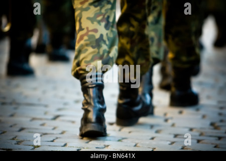 Soldiers march in formation Stock Photo