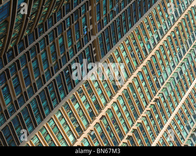 Detail of an apartments block facade in Kowloon, Hong Kong Stock Photo