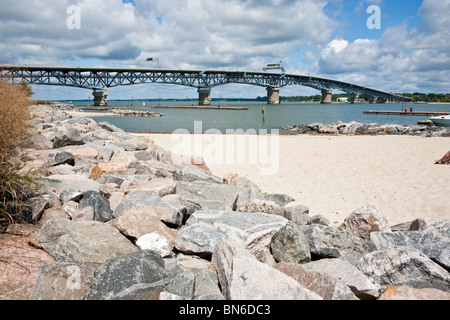 Yorktown, Virginia - Sep 2009 - Sand beach at Riverwalk Landing on York River in Historic Yorktown, Virginia Stock Photo