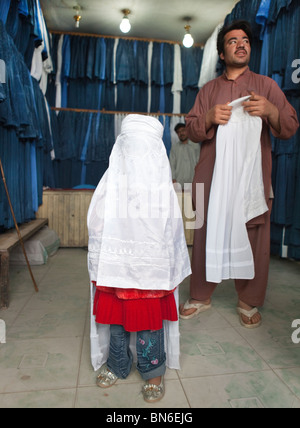 Burqa shop in Mazar-i-sharif, Afghanistan Stock Photo