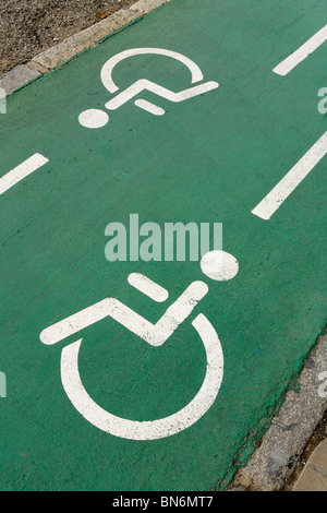 Spanish dedicated wheelchair / disabled person lanes / lane in Seville, Spain.