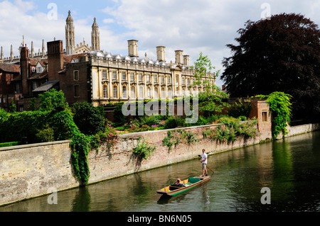 Punting on The River Cam by Clare College, Cambridge, England, UK Stock Photo