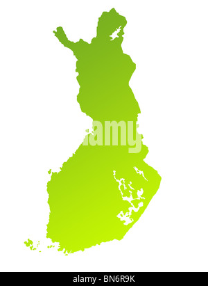 Green gradient map of Finland isolated on a white background. Stock Photo