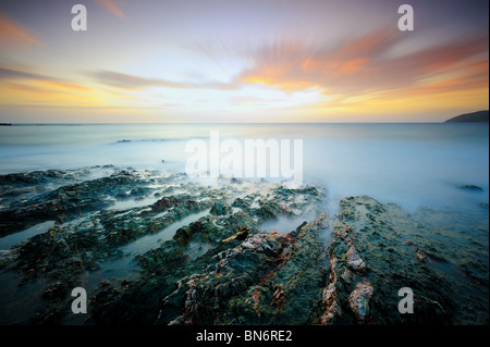 Moody seascape at sunset Stock Photo