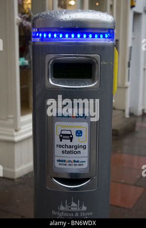 Electric Car Recharging Station on street in Brighton Sussex Great Britain Stock Photo