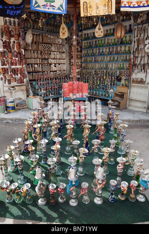 Egypt shisha; Shisha pipes for sale in Aswan market, Aswan, Upper Egypt Africa Stock Photo