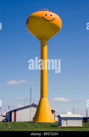 Giant Smiley Face water tower in Adair, Iowa. Stock Photo