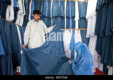 Burqa shop in Mazar-i-sharif, Afghanistan Stock Photo