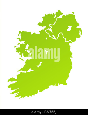 Green gradient map of Northern and Southern Ireland isolated on a white background. Stock Photo