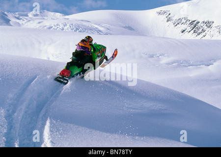 Snowmobile Blackstone Glacier Kenai Peninsula AK winter scenic Stock Photo