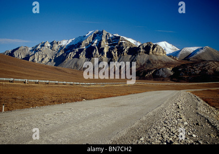 Trans-Alaska Pipeline and Haul Road Arctic Alaska Fall Stock Photo