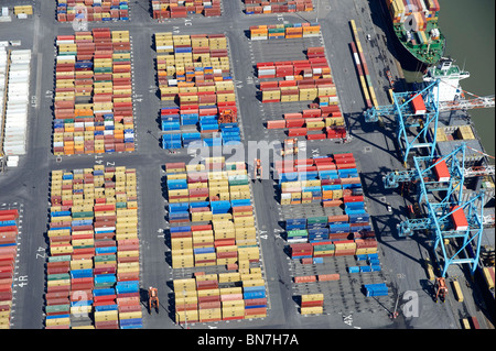 Ships being loaded at Bootle Docks, Liverpool,, North West England Stock Photo