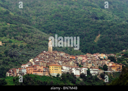 Panoramic view of small town Castel Vittorio. Liguria. Italy Stock Photo