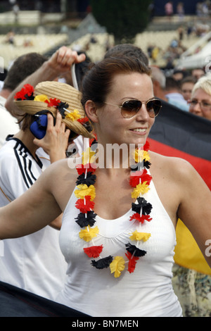 german supporters celebrating the victory over england at world cup fan fest village in rome, italy 27June 2010 Stock Photo