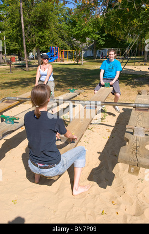 teeter totter is an example of perfect balance Stock Photo