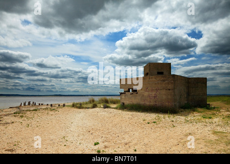 World war two Pillbox overlooking the river Swale at Shellness. Stock Photo