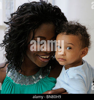 Mother and ten month old baby boy Stock Photo