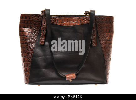 A black leather purse isolated on white background Stock Photo - Alamy
